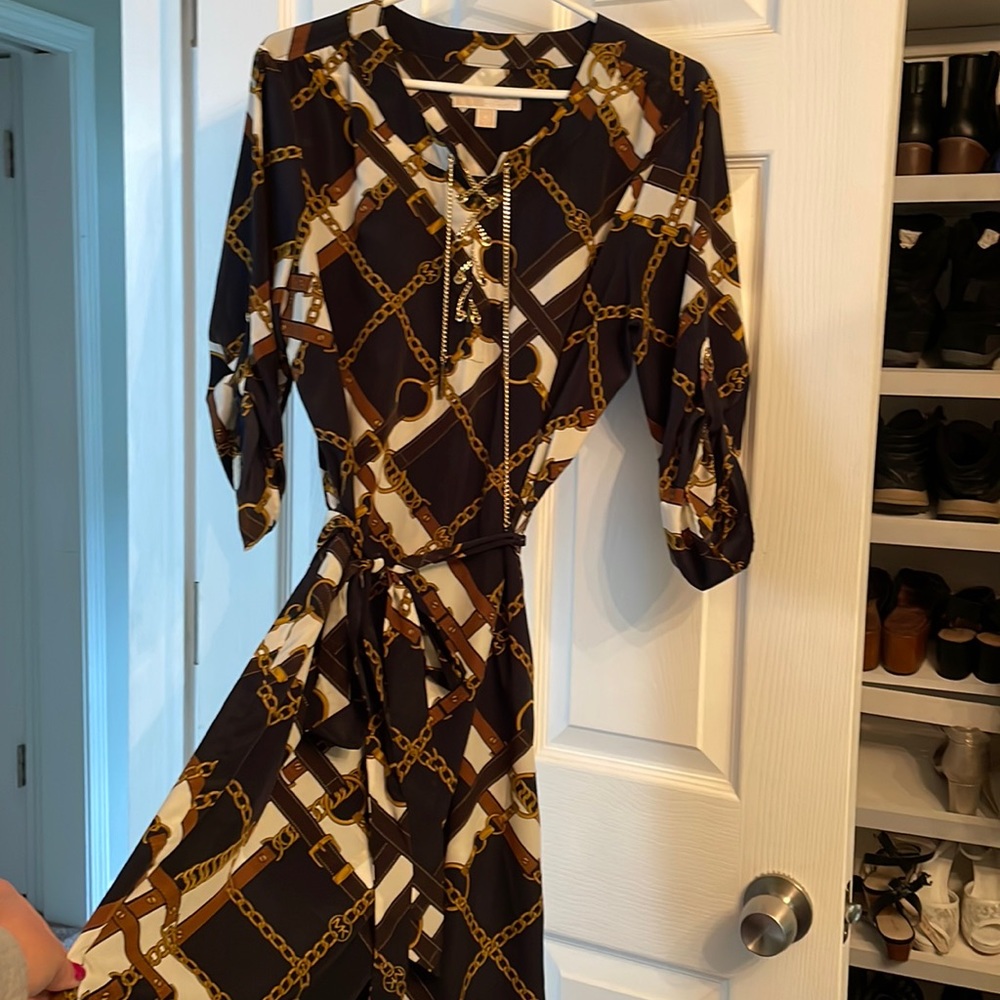 Women’s Michael Kors silk, belted dress, XL
